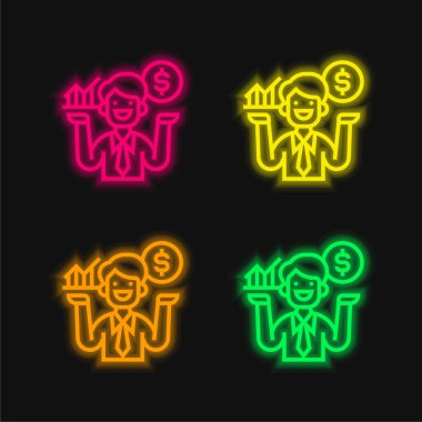 Dört renk parlayan neon vektör simgesinden yararlan