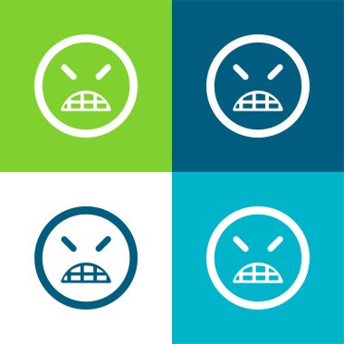 Kapalı Gözlerle Kızgın Duygu Meydanı Yüzü En az dört renk simgesi