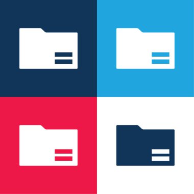 Black Folder With Equal Sign blue and red four color minimal icon set clipart