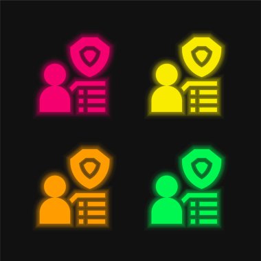 Dört renk parlayan neon vektör simgesinden yararlan