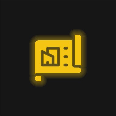 Mimari sarı parlak neon simgesi