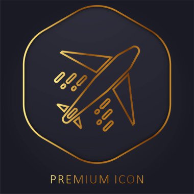 Uçak altın çizgisi prim logosu veya simgesi