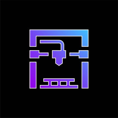 3d Yazıcı mavi eğimli vektör simgesi