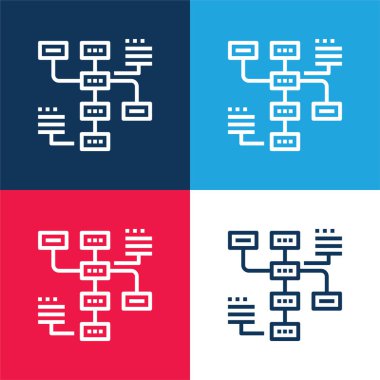 Analiz mavi ve kırmızı dört renk minimal simgesi kümesi