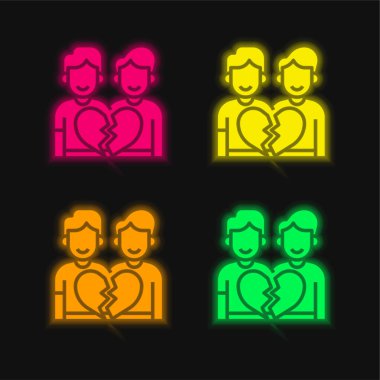 Anti Gey dört renkli parlayan neon vektör simgesi