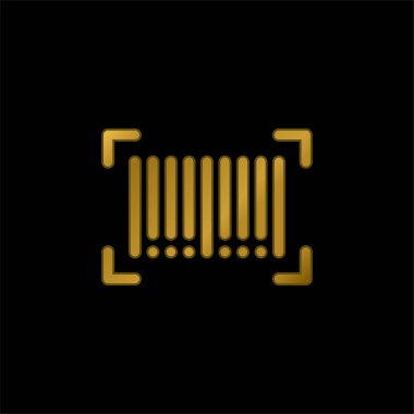 Barkod altın kaplama metalik simge veya logo vektörü