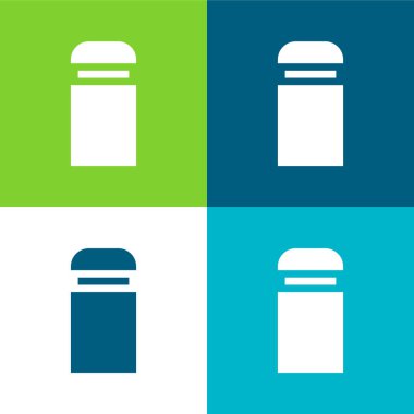 Bollard Flat four color minimal icon set clipart