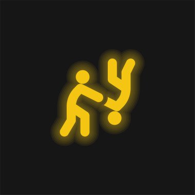 Aikido yellow glowing neon icon clipart