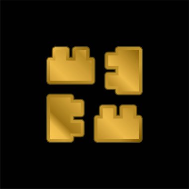 Altın kaplamalı metalik simge veya logo vektörünü engeller