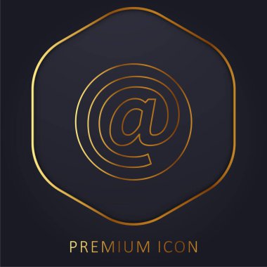 At Symbol Inside A Circle golden line premium logo or icon clipart