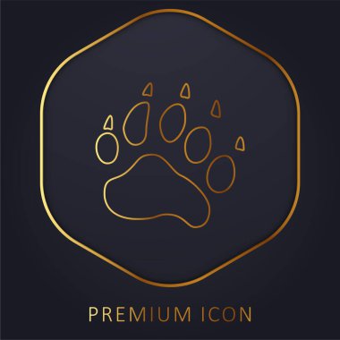 Bear Pawprint golden line premium logo or icon clipart