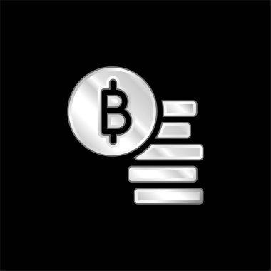 Bitcoin gümüş kaplama metalik simge