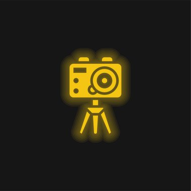 Aksiyon Kamerası sarı parlayan neon simgesi