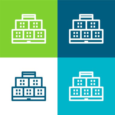 Görünüm Bloğu Düz 4 renk minimal simgesi seti