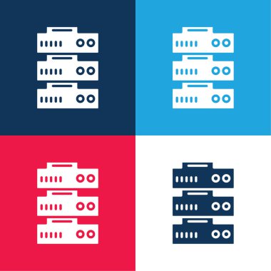 Büyük Veri mavi ve kırmızı dört renk en küçük simge kümesi