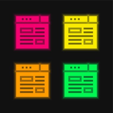 Parlayan dört renk neon vektör simgesi bloglanıyor