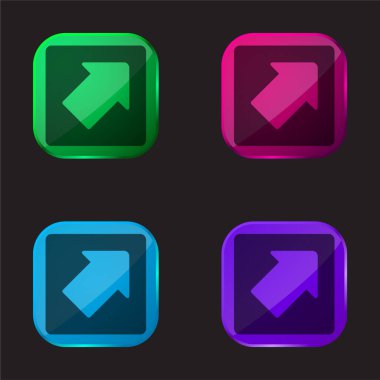 Dört renkli cam düğme simgesinde Yukarı Sağ Oku Göster