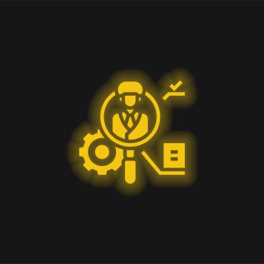 Applicant yellow glowing neon icon clipart