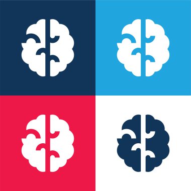 Beyin mavisi ve kırmızı dört renk minimal simge kümesi