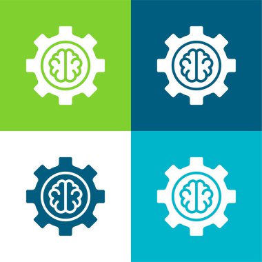 Yapay Zeka Düz Düz 4 renk minimal simgesi seti