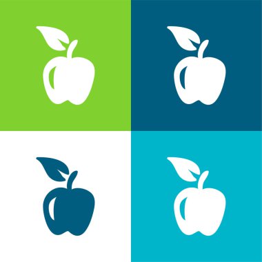 Apple Hand Drawn Flat Düz Renk simgesi seti