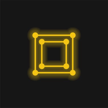 Zıplayan Kutu sarı parlayan neon simgesi