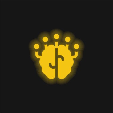 Beyin sarısı parlak neon simgesi