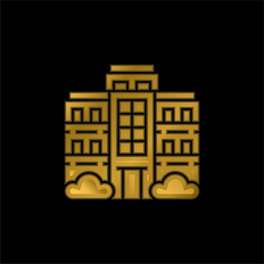 Apartment gold plated metalic icon or logo vector clipart