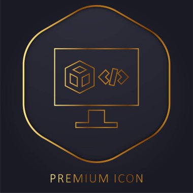 3d Printing Software golden line premium logo or icon clipart