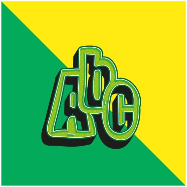 ABC El Çizim Harfleri Yeşil ve Sarı 3D vektör simgesi logosu