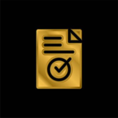Altın kaplama metalik simge veya logo vektörünü onayla