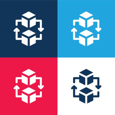 Blokzincir mavi ve kırmızı dört renk en küçük simge kümesi