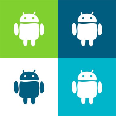 Android Logosu Düz 4 renk minimal simgesi seti