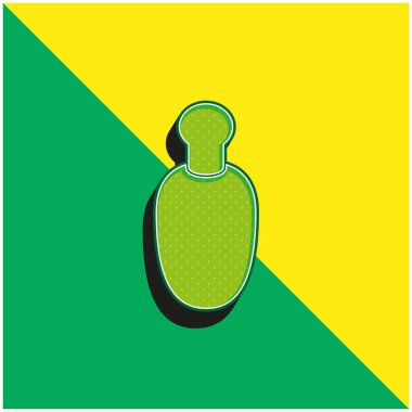 Şişe Siyah ve Yuvarlak Şekil Yeşil ve Sarı 3D vektör simgesi logosu