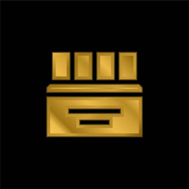 Ampul altın kaplama metalik simge veya logo vektörü