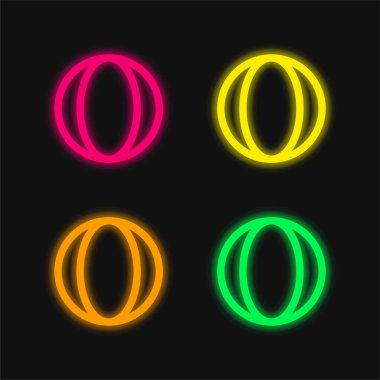 Bebek Topu Oyuncak 4 renkli parlayan neon vektör simgesi