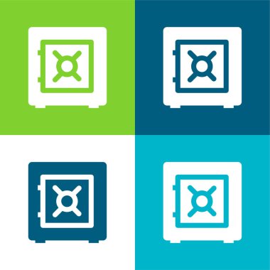 Banka Güvenli Kutusu Düz 4 renk en az simge seti