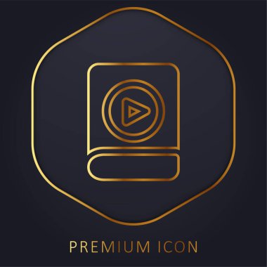 Audiobook altın çizgi prim logosu veya simgesi