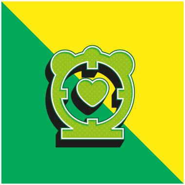 Alarm Saati Yeşil ve Sarı 3D vektör simgesi