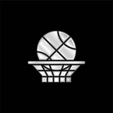 Basketbol gümüş kaplama metalik ikon