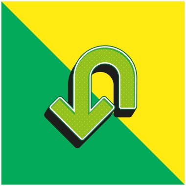 Arrow Down Curve Green ve sarı 3d vektör simgesi logosu