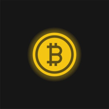 Bitcoin sarı parlayan neon simgesi