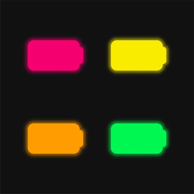 Pil dört renk parlayan neon vektör simgesi