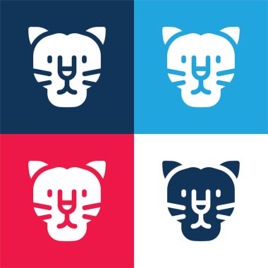 Black Panther blue and red four color minimal icon set