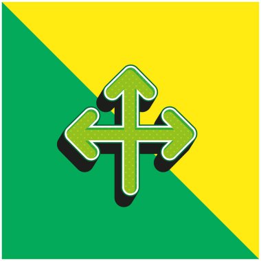 Üç Yönlü Yeşil ve Sarı Oklar Grubu Modern 3D vektör simgesi logosu