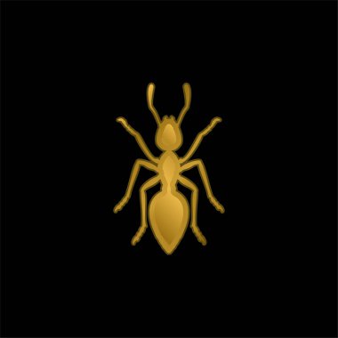 Ant gold plated metalic icon or logo vector clipart