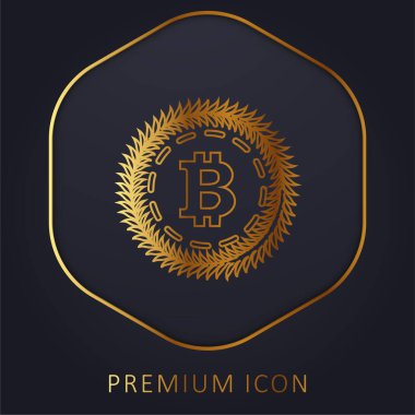 Bir Zeytin Çemberiyle çevrili Bitcoin Altın Hat prim logosunu ya da simgesini bırakır