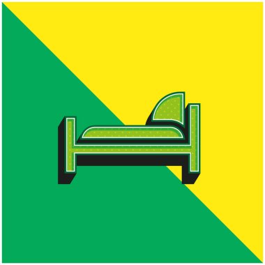 Yatak Yeşil ve Sarı Modern 3D vektör simgesi logosu