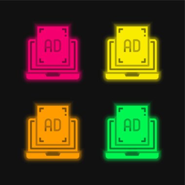 Dört renk parlayan neon vektör simgesi tanıtılıyor