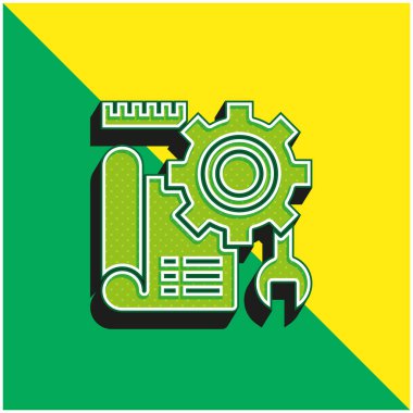 Yeşil ve sarı renkli modern 3d vektör simgesi logosu